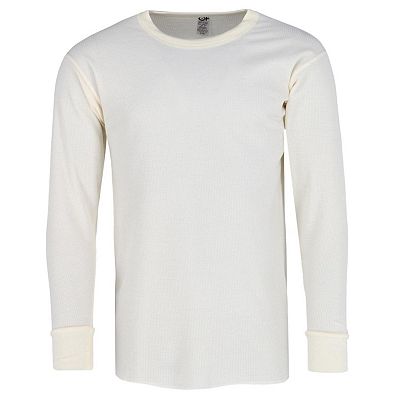 トップス SECOND/LAYER VEAL THERMAL WHITE Fruit of the Loom Men's Thermal Waffle Crew Top, 2-Pack, Sizes S