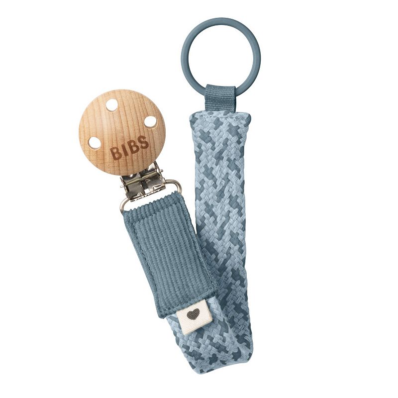 Bibs Braided Pacifier Clip, Blue