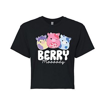 Juniors' Squishmallows Berry Moooody Cropped Tee