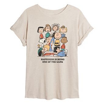 Juniors' Peanuts Happiness Is Being One Of The Gang Oversized Tee