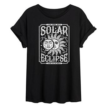 Juniors' Celestial Solar Eclipse Oversized Tee