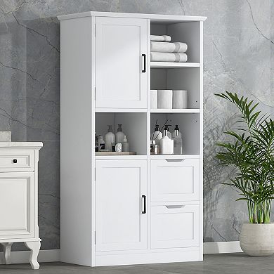 Merax Bathroom Storage Cabinet with Doors and Drawers