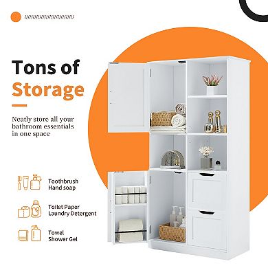 Merax Bathroom Storage Cabinet with Doors and Drawers
