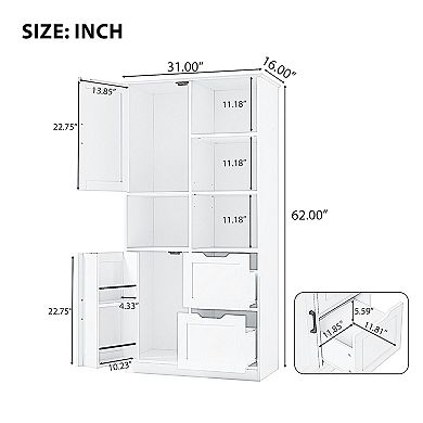 Merax Bathroom Storage Cabinet with Doors and Drawers