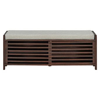 Merax Distressed Shutter Storage Bench with Acacia Veneer