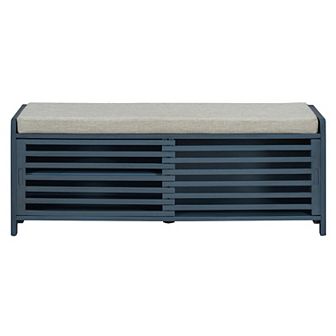 Merax Distressed Shutter Storage Bench with Acacia Veneer