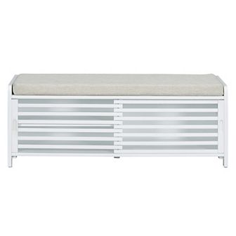 Merax Distressed Shutter Storage Bench with Acacia Veneer