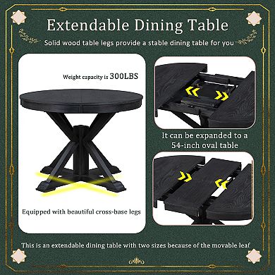 Merax Retro Functional Extendable Dining Table with a 12" Leaf