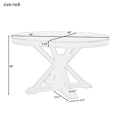 Merax Retro Functional Extendable Dining Table with a 12" Leaf