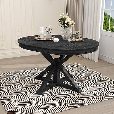 Merax Retro Functional Extendable Dining Table with a 12" Leaf