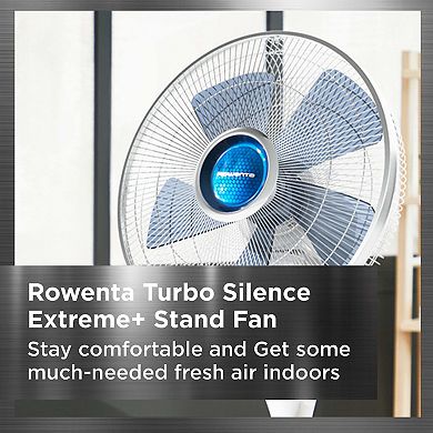 Rowenta Turbo Silence Extreme+ Stand Fan with Remote, Auto-Off Timer & Oscillation