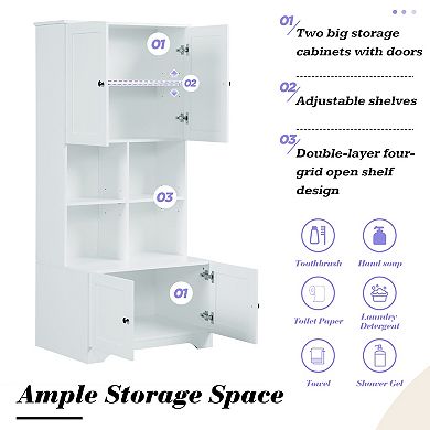 Merax Tall and Wide Bathroom Floor Storage Cabinet