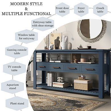 Merax Modern Console Table Sofa Table for Living Room with 4 Drawers and 2 Shelves