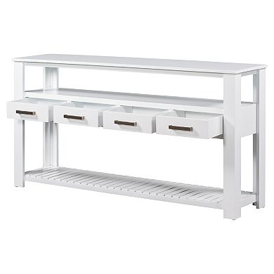 Merax Modern Console Table Sofa Table for Living Room with 4 Drawers and 2 Shelves