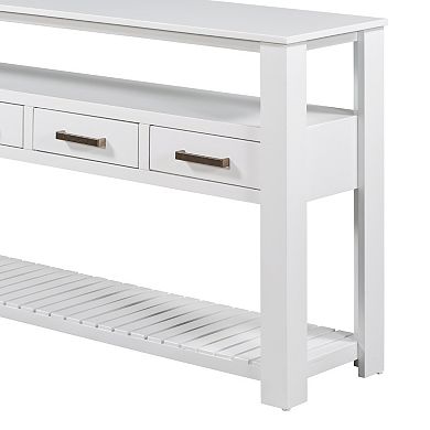 Merax Modern Console Table Sofa Table for Living Room with 4 Drawers and 2 Shelves