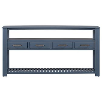 Merax Modern Console Table Sofa Table for Living Room with 4 Drawers and 2 Shelves