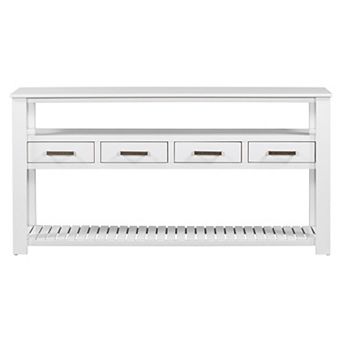 Merax Modern Console Table Sofa Table for Living Room with 4 Drawers and 2 Shelves