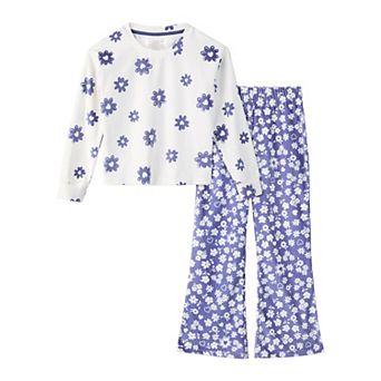 Girls 4-12 Cuddl Duds® Long Sleeve Pajama Top & Pajama Flare Pants Set