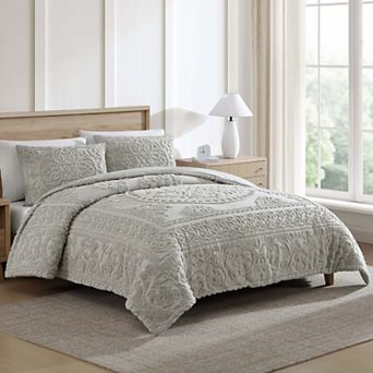 Beatrice Home Fashions 3 pc Emblem Chenille Comforter Set
