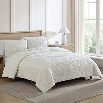 Beatrice Home Fashions 3 pc Emblem Chenille Comforter Set