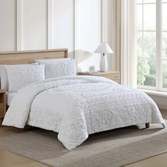 Beatrice Home Fashions 3 pc Emblem Chenille Comforter Set