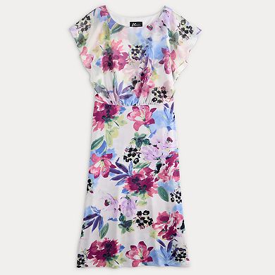 Women's Studio Connection Sheer Overlay Flutter Sleeve Midi Dress