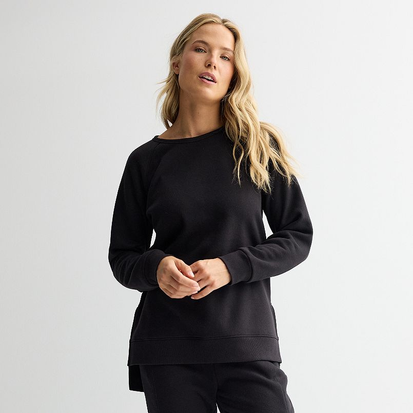 Tek Gear® Ultrasoft Fleece High Slit Tunic Long Sleeve Crewneck