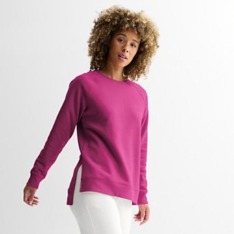 Petite Tek Gear® Ultrasoft Fleece High Slit Tunic Crewneck Sweatshirt