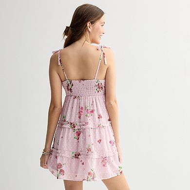 Juniors' Live To Be Spoiled Tiered Mini Dress