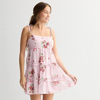 Juniors' Live To Be Spoiled Tiered Mini Dress