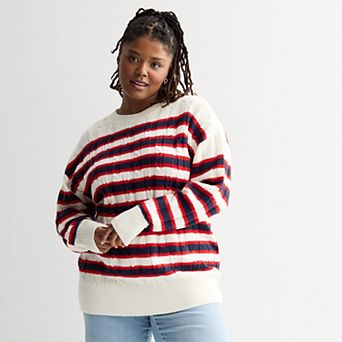 Juniors' Plus Size SO® Cable Knit Tunic Sweater