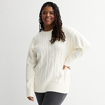 Juniors' Plus Size SO® Cable Knit Tunic Sweater
