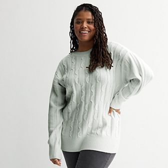 Juniors' Plus Size SO® Cable Knit Tunic Sweater