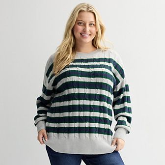 Juniors' Plus Size SO® Cable Knit Tunic Sweater
