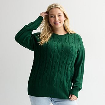 Juniors' Plus Size SO® Cable Knit Tunic Sweater