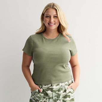 Juniors' Plus Size SO® Thermal Baby Tee