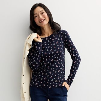 Women's Croft & Barrow® Essential Long-Sleeve Crewneck Tee