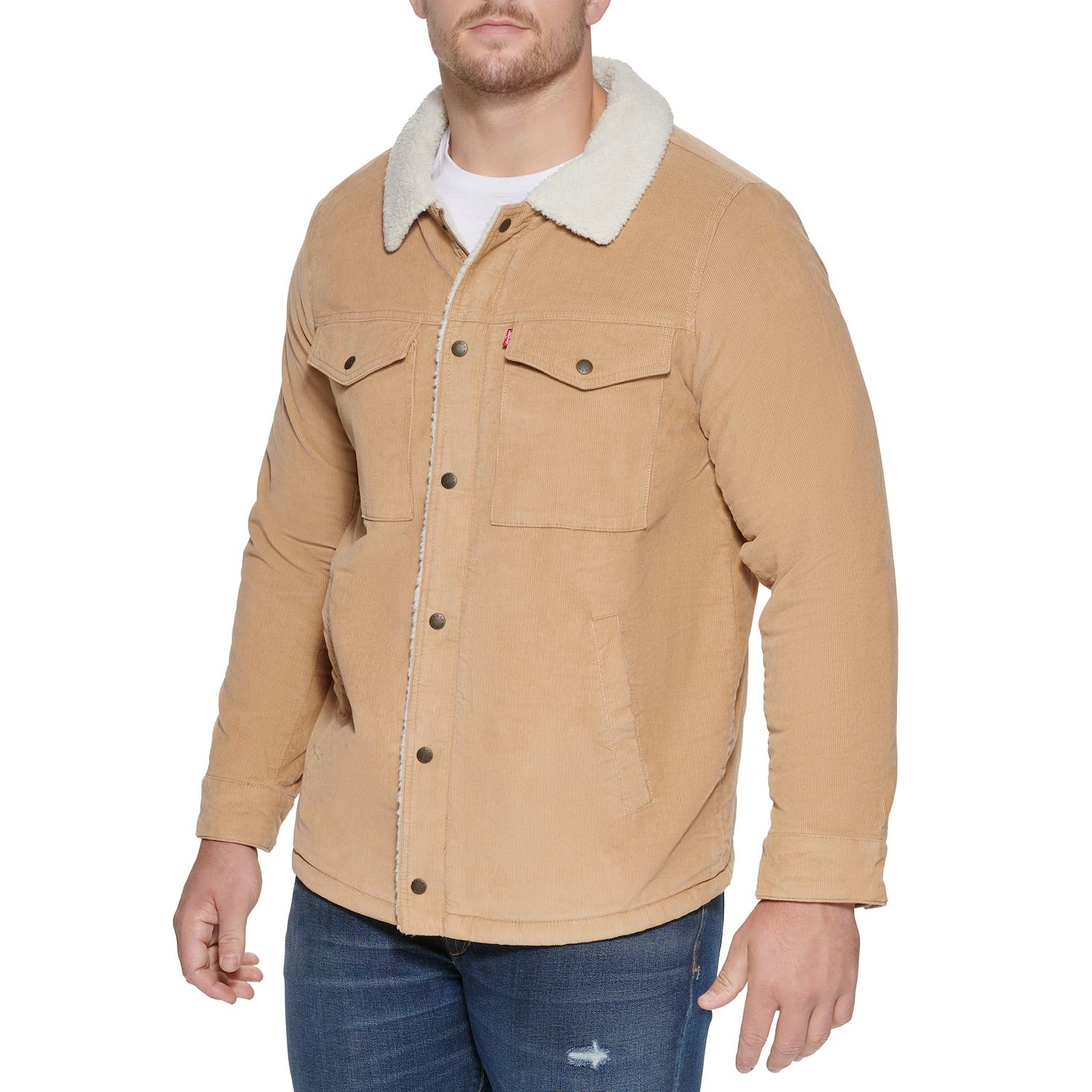 Levi's Heren Corduroy Sherpa gevoerde Trucker Jacket (standaard en groot & lang) Denim, bruin, XXL