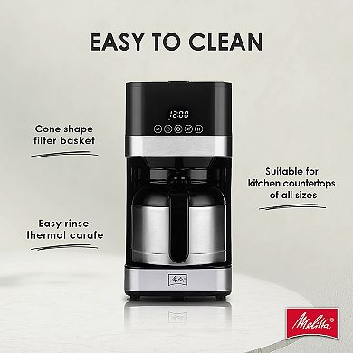 Melitta Aroma Tocco™ 8-Cup Drip Coffee Maker with Thermal Carafe and Touch Control Display