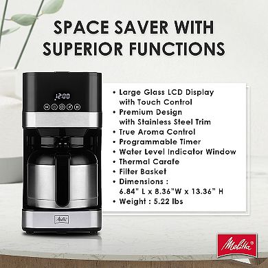 Melitta Aroma Tocco™ 8-Cup Drip Coffee Maker with Thermal Carafe and Touch Control Display