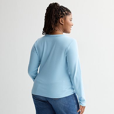 Juniors' Plus Size SO® Long Sleeve Henley Top