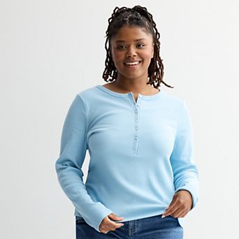 Juniors' Plus Size SO® Long Sleeve Henley Top