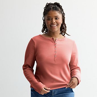 Juniors' Plus Size SO® Long Sleeve Henley Top