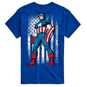 Men's Captain America Flag Retro Graphic Tee