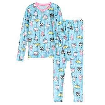 Girls 4-12 Cuddl Duds® Hello Kitty and Friends Stretch Poly 2 pc Base Layer Set