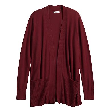 Women's Croft & Barrow® Ribbed Classic Open-Front Cardigan