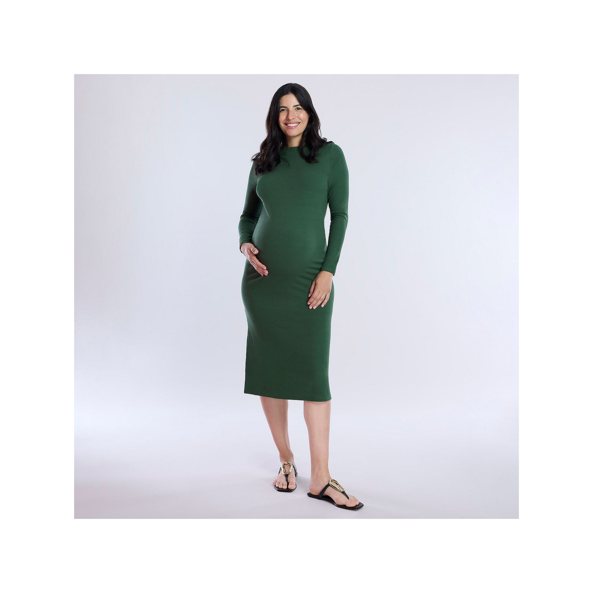 Maternity Motherhood® Rib Column Midi Dress, Womens, Size: XS-MAT, Green 