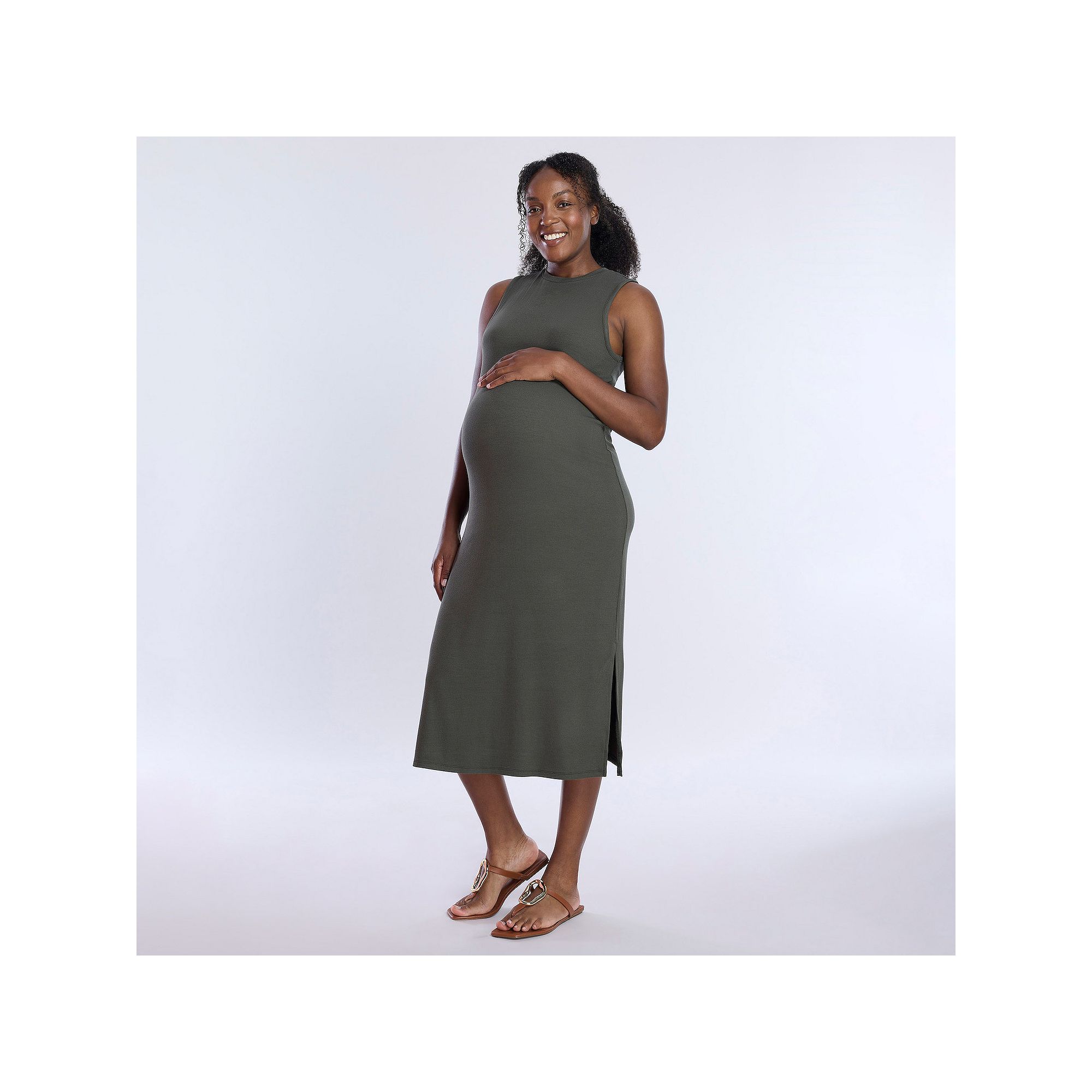 Maternity Motherhood® Rib Knit Midi Dress, Womens, Size: XS-MAT, Deep Dep