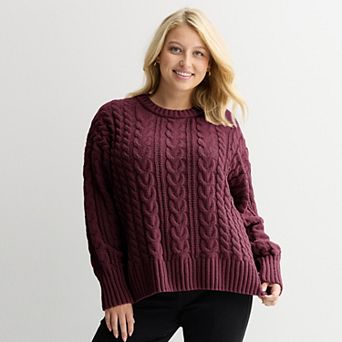 Juniors' SO® Chenille Cable Pullover Sweater