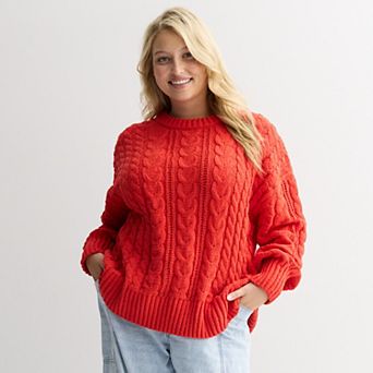 Juniors' SO® Chenille Cable Pullover Sweater